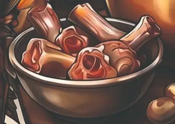 Tigela com ossos para o caldo